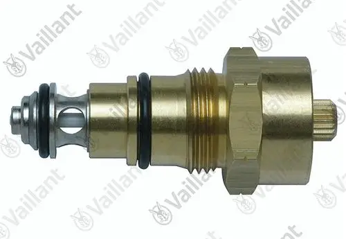 Vaillant Temperaturregler mit Metallkörper und Dichtungen, geeignet für Heizungs- oder Warmwasseranwendungen. Funktionselement zur Regelung der Temperatur.